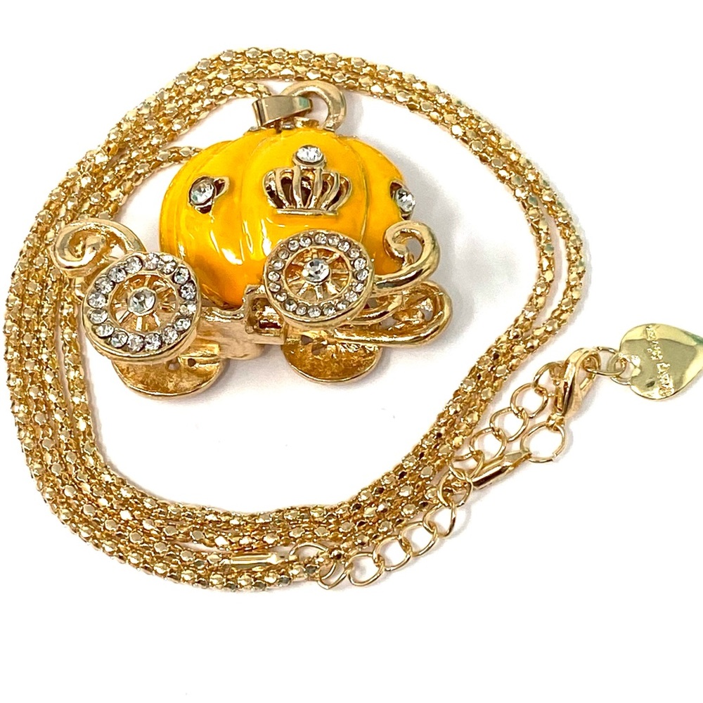 Authentic Betsey Johnson 3D Enamel Yellow Princess Carriage Pendant Neck… - Picture 7 of 9